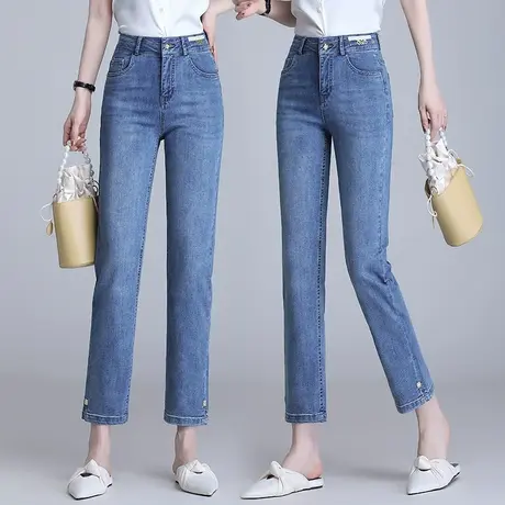 牛仔九分烟管裤女2023年新款显瘦法棍裤夏季薄款小个子高腰直筒裤图片