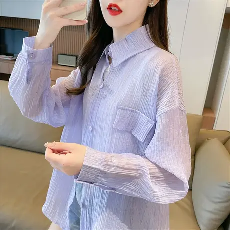 户外透气衬衫防晒衣女夏季韩版宽松冰丝薄款时尚休闲小香风外套潮商品大图