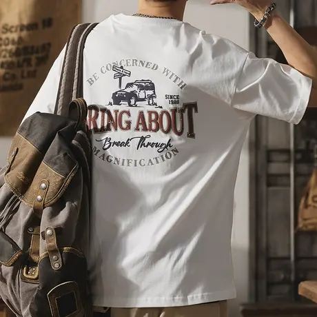 Modi Nick/摩帝尼克男士短袖休闲潮流T恤宽松纯棉圆领打底衫男T恤商品大图