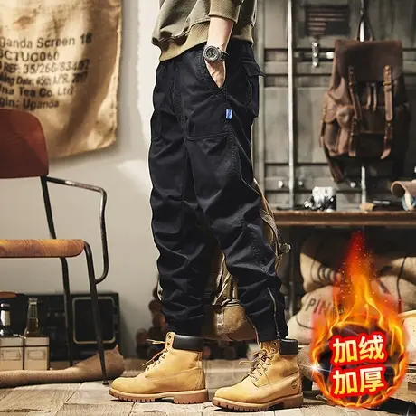 加绒加厚工装休闲裤2022秋冬季新品男士潮流百搭保暖外穿束脚裤子商品大图