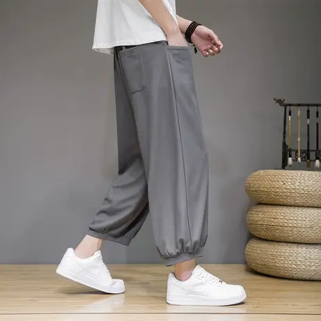 夏季薄款冰丝九分裤男大码宽松哈伦灯笼裤中国风潮流萝卜裤阔腿裤商品大图