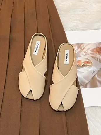 包头半拖鞋女2023年新款夏季外穿高级感平底软底欧货网红超火凉拖商品大图