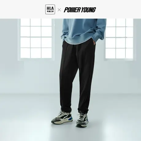 HLA/海澜之家POWER YOUNG松紧腰休闲裤23秋季新运动束脚口卫裤男商品大图