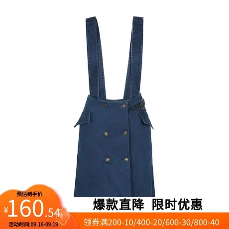 【艾格】牛仔背带裙2023春秋新款甜美可爱休闲减龄学院风女生裙子图片