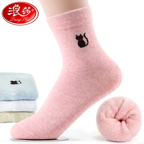 冬季袜子女士加厚款保暖加绒秋冬中筒雪地冬天毛巾女袜纯棉月子袜商品大图