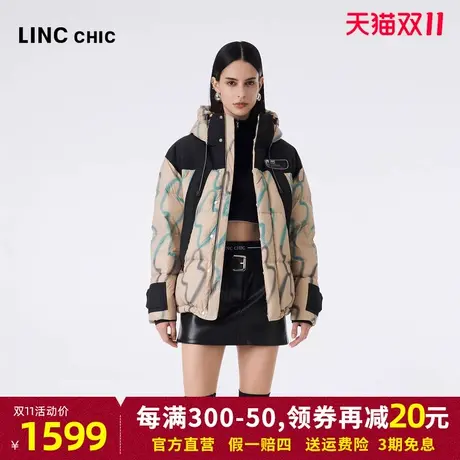 LINCCHIC金羽杰面包羽绒服男女同款2023秋冬新品连帽短款加厚外套商品大图