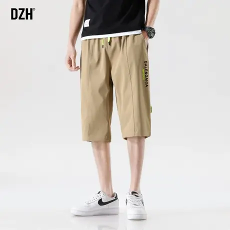 男士卡其色短裤男夏季薄款潮流百搭直筒过膝七分裤2023新款半截裤商品大图
