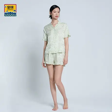 爱慕皇锦睡衣女春夏含真丝桑波缎短袖短裤分身套装-染翠HJ21486商品大图