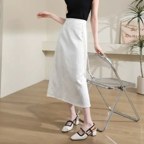 时尚气质设计感淑女百搭半身裙女士2024年夏季新款休闲风刺绣裙子图片