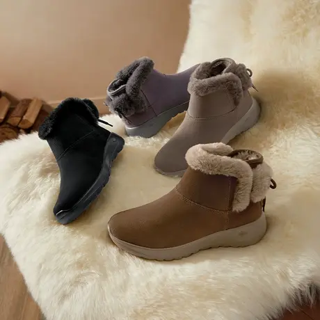 Skechers斯凯奇女鞋秋冬加绒保暖雪地靴轻质休闲一脚蹬短靴144034图片