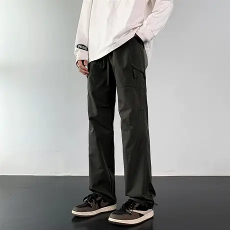 美式军绿色工装裤男春秋款潮牌大码宽松休闲长裤胖子高街冲锋裤子商品大图