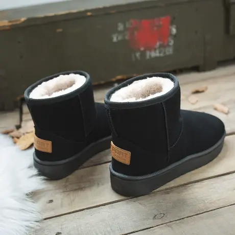 雪地靴女2023年新款女鞋冬加绒加厚短筒短靴子保暖一脚蹬面包棉鞋商品大图