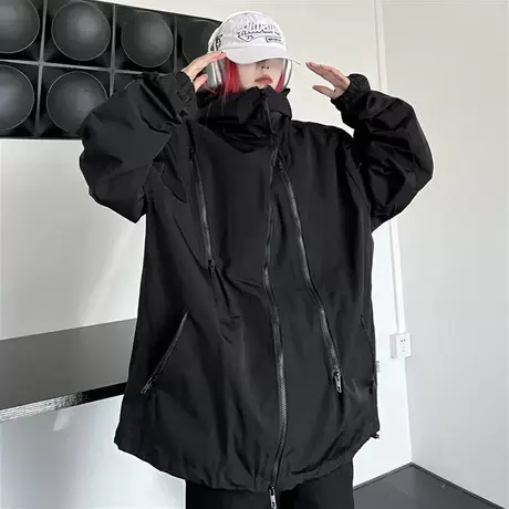 黑武士高街vibe冲锋衣机能美式oversize外套男春秋hiphop工装夹克商品大图