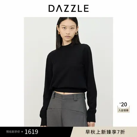 DAZZLE 地素毛针织衫24冬黑色羊绒羊毛中高领套头小上衣图片