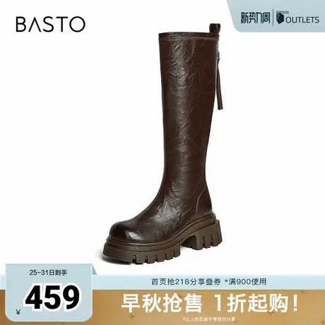 百思图2025冬季新款商场同款骑士靴时尚潮流粗跟女长靴F6013DG5图片