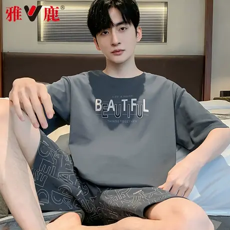 雅鹿青少年睡衣男士2025新款夏纯棉短袖短裤夏天可外穿家居服套装商品大图