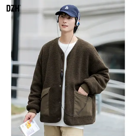 男生两面穿毛绒外套男冬季高级感情侣棉服2023年新款棉衣加绒加厚商品大图