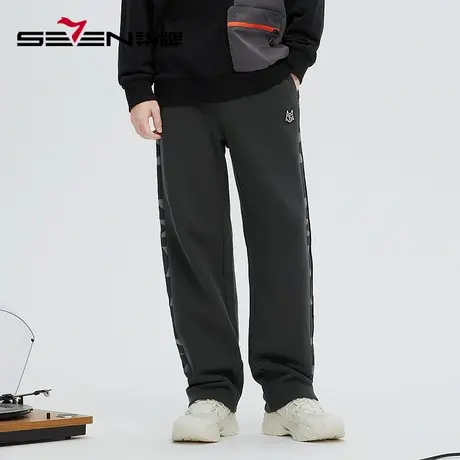 柒牌清仓潮牌SVNMDN休闲裤男秋季字母印花纯棉宽松直筒松紧长裤商品大图