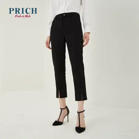 PRICH休闲裤气质百搭设计感职场商务通勤休闲直筒开叉九分裤女商品大图