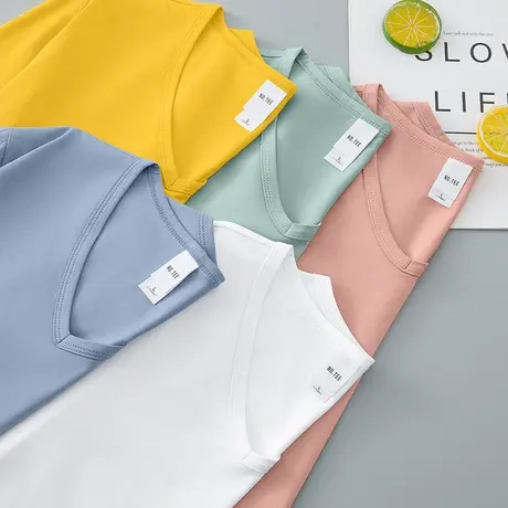 莫代尔长袖t恤男装V领纯色白色上衣服秋季内搭打底衫潮流秋衣小衫商品大图