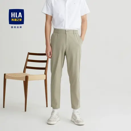 HLA/海澜之家2023热卖半松紧腰九分裤简约亲肤透气直筒微弹裤子男商品大图