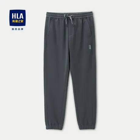 HLA/海澜之家松紧腰休闲裤23秋季新款宽松舒适锥形纯色束脚长裤男商品大图
