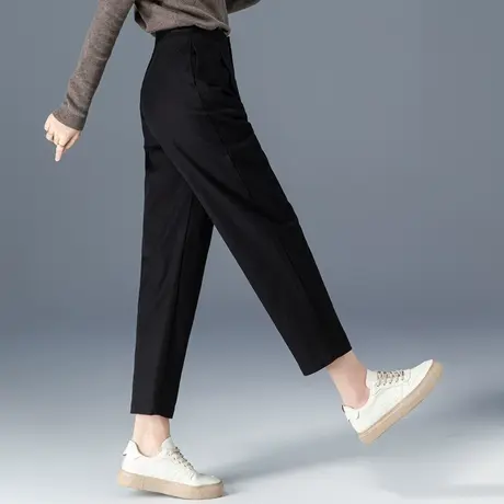 高腰黑色哈伦裤女2023新款春夏裤子小个子九分裤西装休闲裤萝卜裤图片