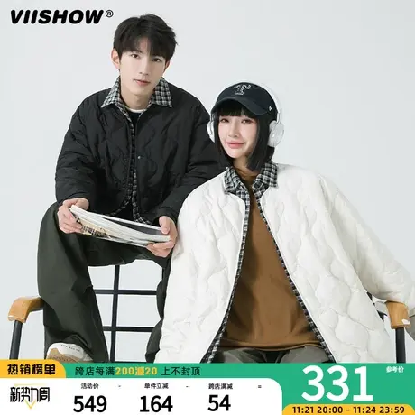 VIISHOW假两件羽绒服男士冬季加厚白鸭绒拼接防寒服休闲短款外套图片