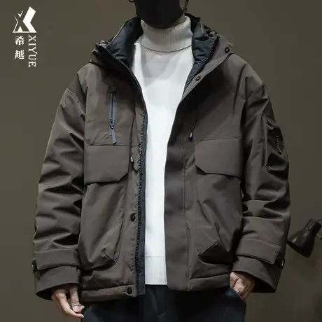 希越冬季90白鸭绒羽绒服男士大口袋加厚夹克宽松大码山系风外套潮商品大图