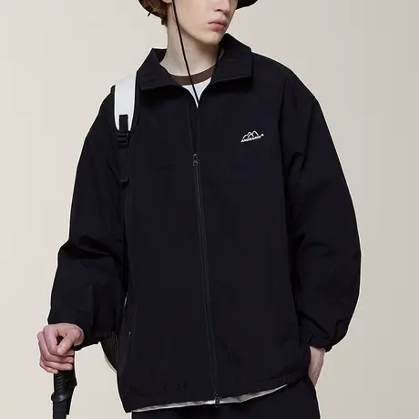 男士黑色冲锋衣男高级感秋季情侣外套2023年新款休闲立领飞行夹克商品大图