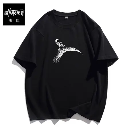 伟臣潮流创意印花大码男装短袖T恤胖子加肥加大宽松纯棉圆领体恤商品大图