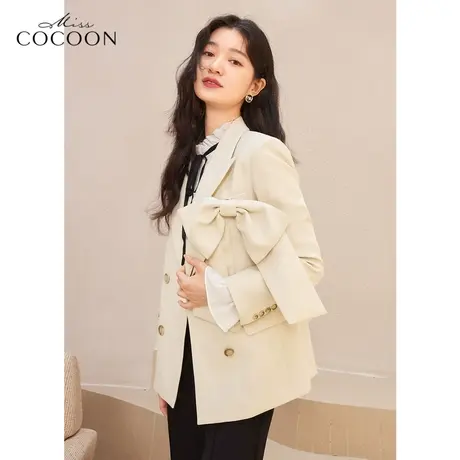 missCOCOON时尚外套女春2023新款气质通勤蝴蝶结小众设计感短外套图片