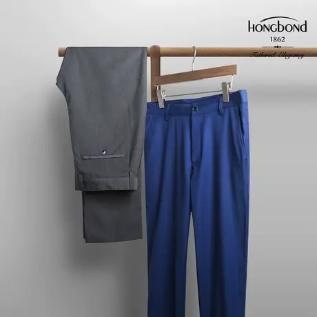 红邦创衣23工装裤男休闲裤商务时尚黑色休闲长款男裤修身正装潮流商品大图