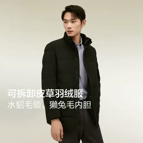 红豆羽绒服男24冬季新品水貂毛领可脱内胆爸爸款男士皮草保暖外套商品大图