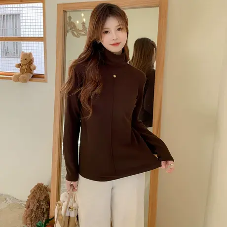 othermix高领打底衫女2023秋冬新款纯色基础百搭内搭外穿修身上衣图片