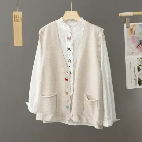马甲女背心针织开衫2024早春新款春秋季减龄毛衣马夹潮流宽松外穿图片