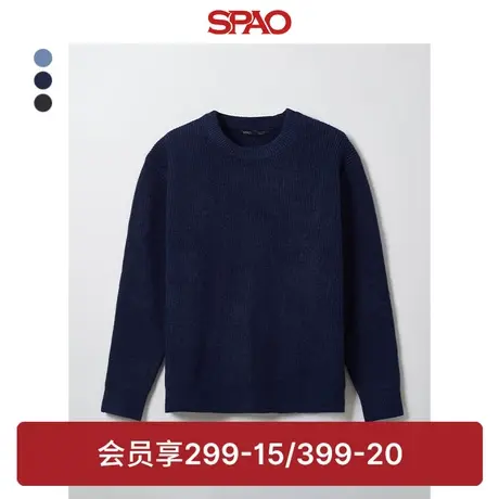 SPAO韩国同款2024年春季新款男士长袖圆领套头毛衣SPKWE11M98商品大图