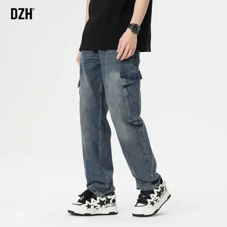 男士直筒牛仔裤潮牌男工装裤子美式高街长裤春季休闲裤男款工装裤商品大图