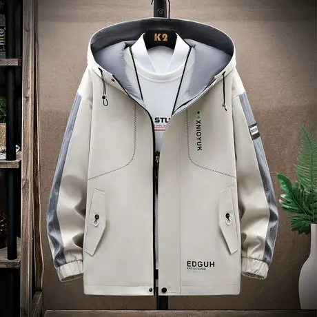 2023春秋装夹克男连帽上衣青少年休闲外套开衫男装春季外穿秋衣潮商品大图