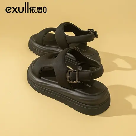 依思q厚底凉鞋女士2024年夏季新款休闲踩屎感松糕软底运动罗马鞋商品大图