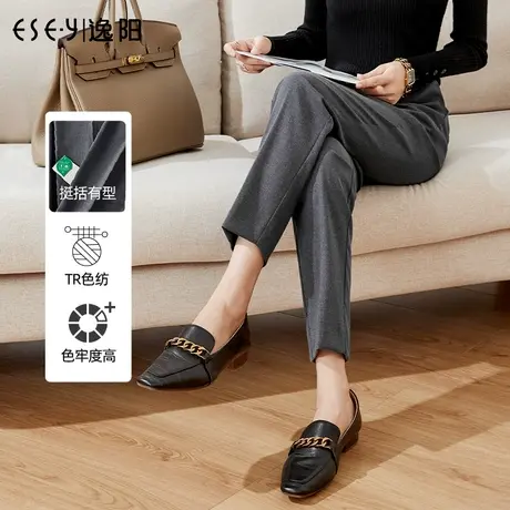 逸阳智慧裤3.0 九分灰色西装裤女2023秋宽松显瘦烟管版西裤0435商品大图