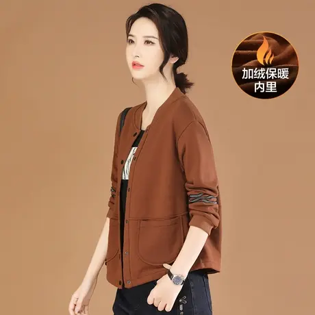 韩潮袭人复古立领加绒短外套女2023冬装新款棒球服夹克卫衣开衫厚图片