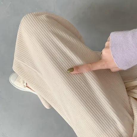 雪尼尔阔腿裤女小个子春秋新款垂感显瘦宽松窄版灯芯绒直筒拖地裤图片