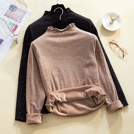 2023年新款高端上衣洋气加绒加厚打底衫女秋冬季大码内搭长袖爆款商品大图