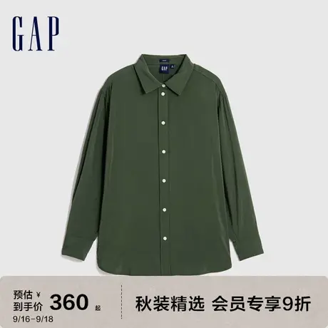 Gap女装秋季2023新款通勤翻领宽松廓形长袖衬衫792327休闲上衣图片