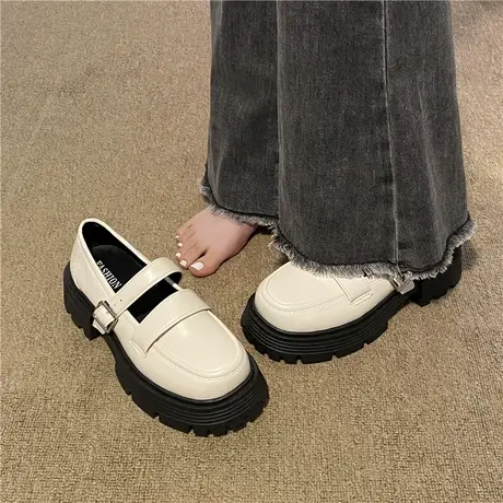 玛丽珍小皮鞋女2023年春季新款英伦风复古圆头粗跟厚底配裙子单鞋商品大图