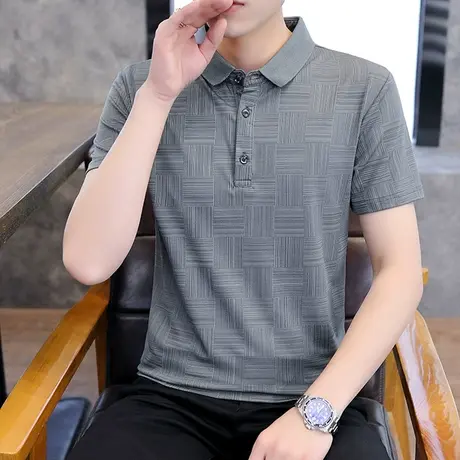 短袖男士保罗polo衫冰丝透气薄款半袖轻商务修身衬衫翻领高端t恤商品大图