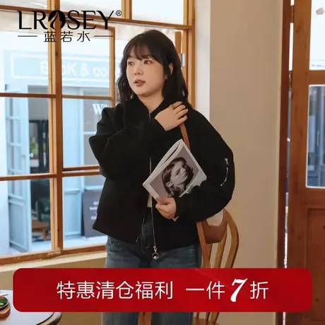 蓝若水大码美式短款棒球服外套胖MM春装显瘦休闲运动夹克商品大图