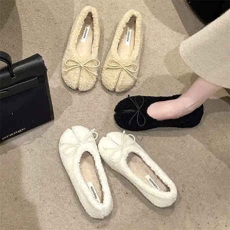 鞋子女配裙子平底豆豆鞋2023年新款秋季轻便一脚蹬孕妇圆头奶奶鞋图片