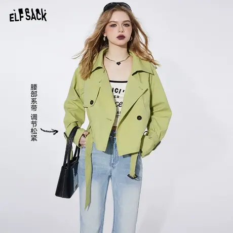 妖精的口袋设计感风衣短款外套女2024早春新款小个子百搭宽松上衣图片